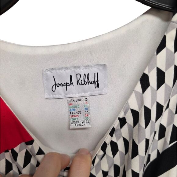 Joseph Ribkoff Bold Chevron Sleeveless Sheath Dress 2 - Picture 3 of 3